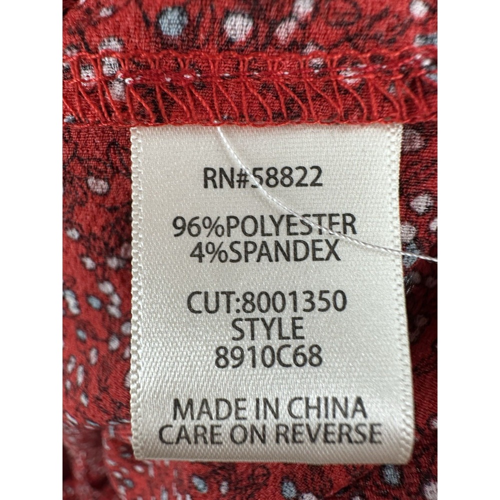 Max Studio Red Floral Boho Maxi Dress L Smocked Waist Tiered Cottagecore WW11 - Picture 11 of 13
